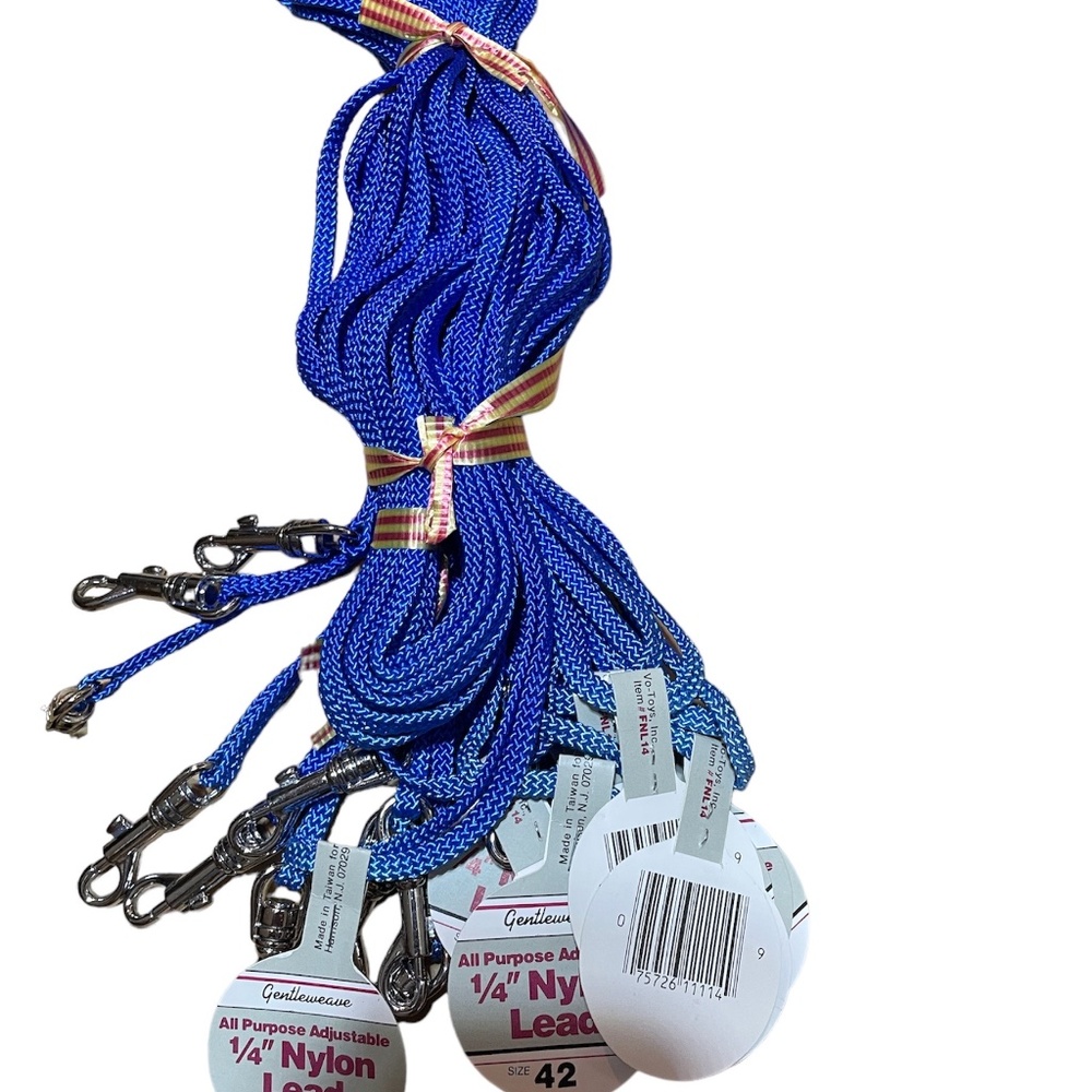 12 Piece Vo-Toys Pet Dog Blue Fancy Leash Woven Braided 42" By 1/4" Nylon Lead